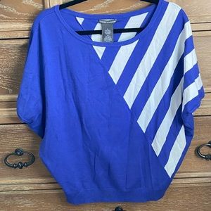CHELSEA & THEODORE Top, Knit, Blue & White, Size M